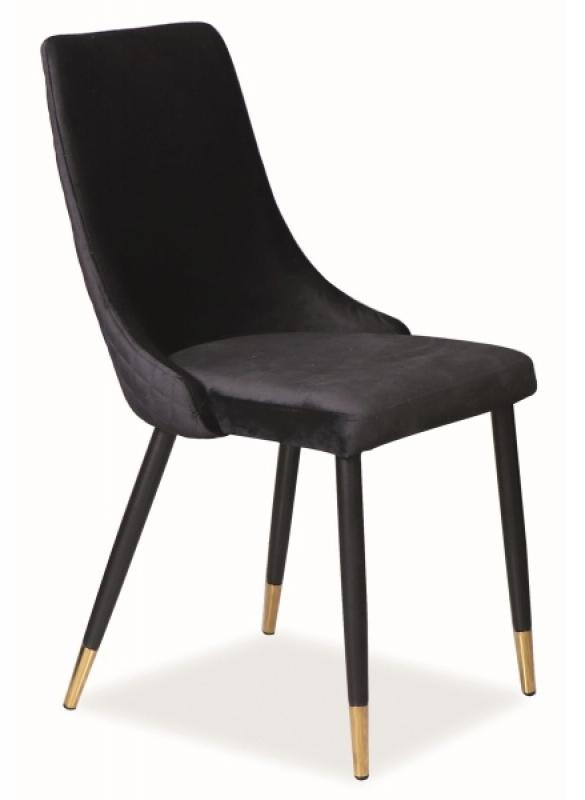 Jídelní čalouněná židle PIANO velvet černá/černá/zlatá