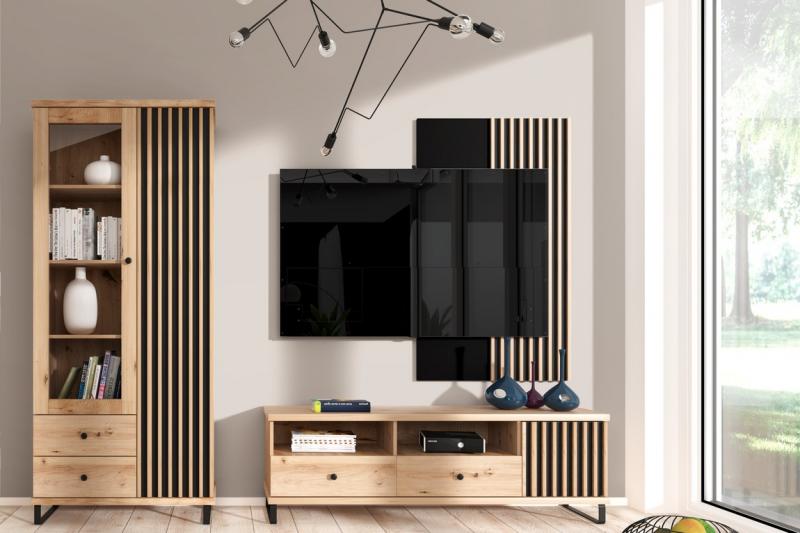 Televizní stolek na nohách 1D1S BARBUS dub artisan/černá