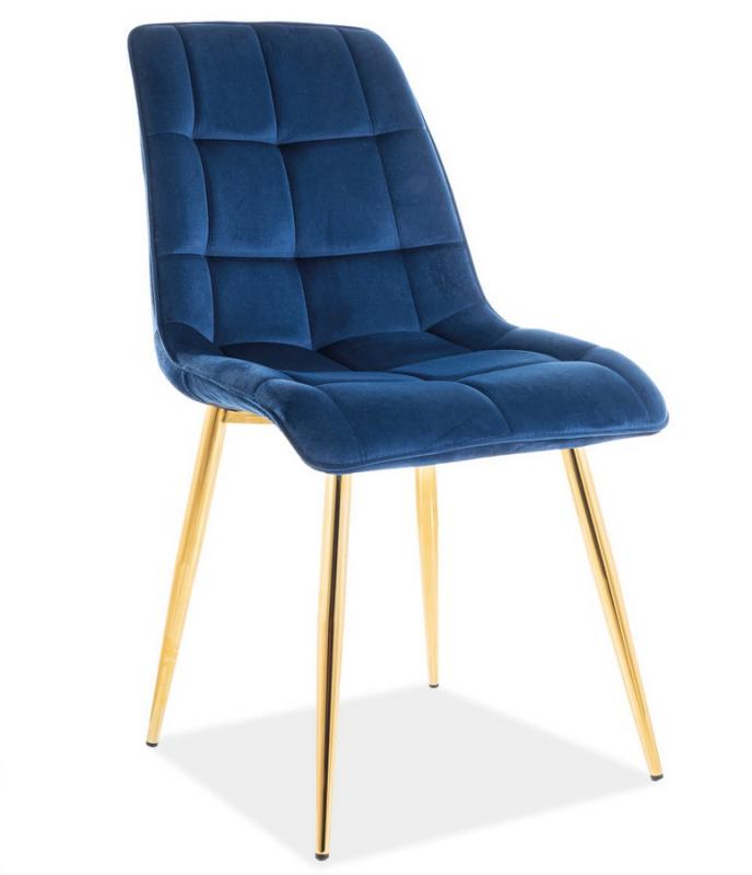 Jídelní čalouněná židle CHIC VELVET granátově modrá/zlatá