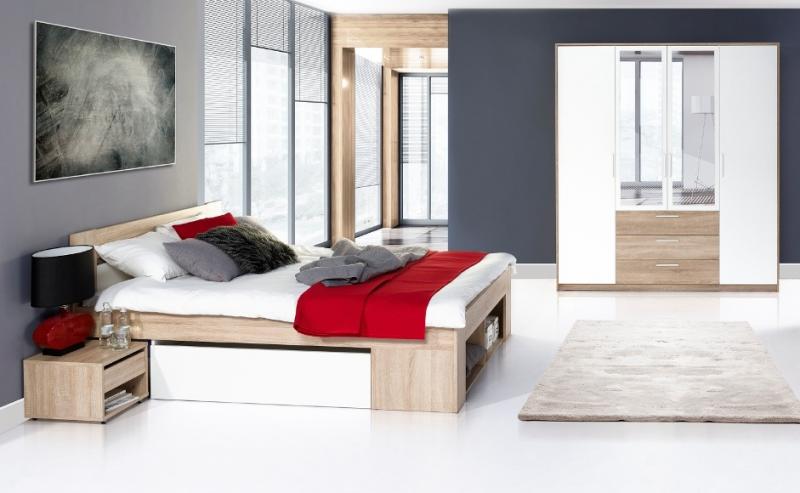 Ložnice MILO II (postel 140, skříň, 2 noční stolky)
