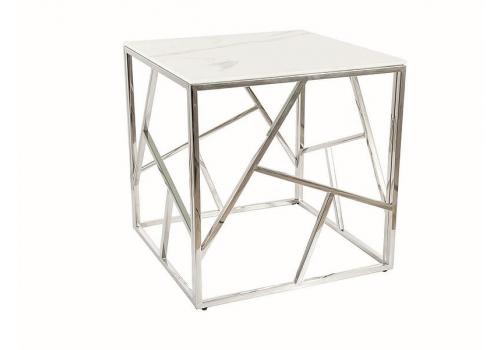 Konferenční stolek MACADA B II stříbrný kov/efekt bílý mramor